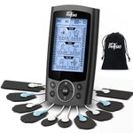 Dr Physio USA 1040 Dual Channel TENS Massager for Pain Relief, Period Pain, Rechargeable Electrical Muscle Stimulation EMS Pulse Impulse Full Body Massager Machine with 10 Gel Pads, 24 Modes, 20 Intensity Levels