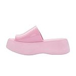 Melissa Becky Platform Slides for Women - Cushioned and Comfortable Chunky Platform Slip-On Sandals with Jelly Upper and Open Toe Design, Vegan, Pink/Pink, 5