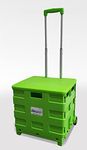 NEW HEAVY DUTY EXTRA LARGE FOLDING CAR BOOT CART CRATE BOX TROLLEY 40KG CAPACITY FOLDS FLAT GREEN SUITABLE FOR TEACHERS SCHOOL COLLEGE BOOKS FOLDERS