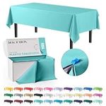 Exquisite Plastic Table Cover Roll in A Box with Convenient Slide Cutter. Cuts Up to 12 Rectangle 8 Feet Plastic Disposable Tablecloths
