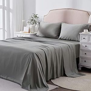 ForZzz 4 Piece Queen Bed Sheet Set-2000TC Bedding Sheets & Pillowcases -Breathable Bedding - Wrinkle, Fade, Stain Resistant-Deep Pocket Flat Fitted Bed Sheet Set (Gray, Queen)