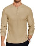 COOFANDY Men's Henley Shirts Long Sleeve Button T-Shirt Lightweight Fashion Casual Pullover Shirt Dark Khaki