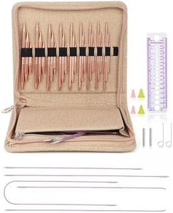 Aeelike Aluminu Interchangeable Knitting Needles Set, Circular Knitting Needles Set with 4 Cable 3 to 6 mm, Interchangeable Needle for Knitting Multiple Combinations, Gold