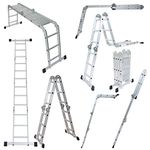 Folding Ladder 11-in-1 Wolf Aluminium 3.37m Multi Purpose Multi Use Step Ladder Work Bench with Steel Platform Trestle Inserts EN131-2 Years Warranty