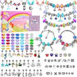 LauCentral 164 Pieces Charm Bracelet Making Kits, Jewelry Making Supplies Beads DIY Art Crafts Supplies Set with Snake Chain String for Christmas Gifts for Girls Teens Children Age 8-12