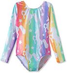HOZIY Girls Leotards Gymnastics Long Sleeve 4t 5t Unicorn Rainbow Colors Stripes
