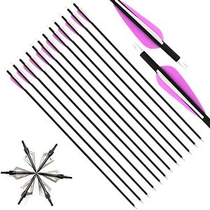 MILAEM Flecha de Tiro con Arco de 30 Pulgadas Flechas de Carbono Spine 500 Flechas de Caza con Punta reemplazable para Arco Compuesto Arco recurvo Caza al Aire Libre (12pcs Flechas + 12 Boardheads)