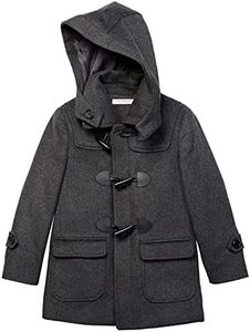 Isaac Mizrahi Boy's CT1004 Solid Wool Toggle Coat with Removble Hood - Charcoal - 10