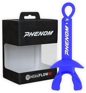 Phenom Elite Hexa-Flow 4.0 Football Mouthguard for Adults & Youth – Instant Comfortable Fit & Breathing Channel Hole, Loop Strap Attachment, Works with Braces – Sports Mouth Guard (Royal Blue)