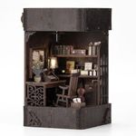 Book Nook Kit 3D Wooden Puzzle DIY Dollhouse Booknook Bookshelf Insert Decor Alley,Bookend Model Build-Creativity Kit with LED Light (Detective Agency)