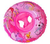 KidsZeeNie® Inflatable Kiddie Float| Water Baby Floater for Kids| Safe Anti-flip Diaper Style Swim Tube Rider| Swim Pool Tube for Toddlers|Multicolor Cute Swimming Pool Safety Seat (Round Float Pink)