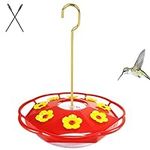 Hummingbird Feeders for Outdoors Hanging - 8 Feeding Ports, 16 oz Capacity, Easy to Assemble, Refill & Clean, Leak-Proof, Round Plastic Saucer Hummingbird Feeders with Cleaning Brushes