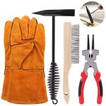Hilitchi 4Pcs Welding Slag Removal Tool Set, 8inch Multi-Function Welding Pliers, Welding Chipping Hammer with Coil Spring Handle, Wire Brush Wire Scratch Brush for Cleaning Rust and Welding Gloves