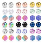 Rajnard Stainless Steel & Clear Acrylic Replacement Balls Body Jewelry Piercing Barbell Parts 14G 5mm Balls for Women Men