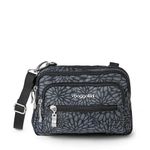 Baggallini Women's Triple Zip Small Convertible Crossbody Fannypack Belt Bag-Lightweight Water-Resistant Cross Body, Pewter Floral, One Size