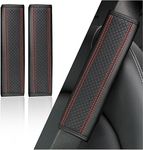 2PCS Car Seatbelt Covers - Breathable Leather Seatbelt Cushion for Shoulder Protection & Car Decorations - Universal Car Interior Accessories Seat Belt Pad Fits Car Truck SUV RV (Red)