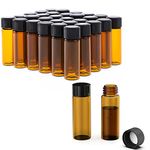 FOUR E'S SCIENTIFIC 100 Pack 4ml Sample Vials, 1 Dram Amber Glass Vials with Black PP Screw Caps, Liquid Storage Glass Thread Bottles, for Lab, Essential Oil, Perfume, Reagents