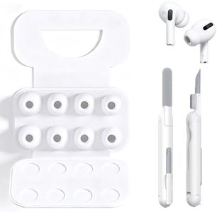 4 Pairs Replacement Ear Tips for AirPods Pro 1st/2nd Generation with Storage Box & Cleaner Pen, Built-in Dust Guard & Noise Reduction Holes, Soft Silicone Earbuds Cover XS/S/M/L