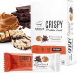 Genius Gourmet Crispy Protein Treat, Chocolate Peanut Butter, Keto Snack, Low Carb, Low Sugar & Gluten Free, Protein Snacks for Adults, 10G of Whey Protein per Protein Bar, 5 Net Carbs, 10 CT