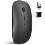 QYFP Bluetooth Wireless Mouse for MacBook Air Mac Pro Laptop Computer iPad PC Optical Rechargeable Silent Mouse with Dual Mode Switch Mouse Bluetooth 5.2/3.0 and 2.4GHz USB Type-C Receiver,Black