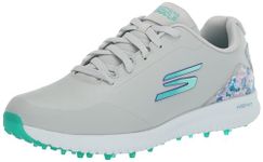 Skechers Women's Go Golf Max Arch Fit Spikeless Golf Shoe Trainers, Grey Floral Waterproof, 6.5 UK
