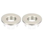 uxcell Sink Trim Overflow Cover, 2Pcs Sink Overflow Rings Bathroom Kitchen Basin Drain Cover Hole Insert in Hollow Round Caps, Brushed Silver