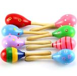 Wooden Baby Rattles Handbell - Eco Friendly Hand Made Non-Toxic Toys - Infants Music Makers (Pack of 10)