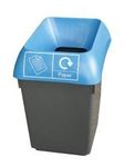 Chabrias Ltd 30 Litre Recycling Waste Bin With Lid & Logo - Made in England From 100% Recycled Plastic (Blue Lid & Paper Logo)