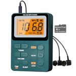Paeiope Portable Radio AM FM, Rechargeable Pocket Radio with Best Reception Digital Tuning, MP3, Stereo Earphone, Large LCD Screen, TF Card Socket, Transistor Radio for Jogging/Gym/Camping…