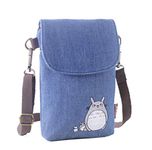 YaJaMa Women Canvas Cartoon Crossbody Bag Small Girls Cellphone Pouch Wallet (Blue)