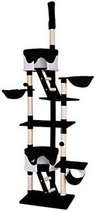 lionto XXL Arbre à Chat Arbre à Grimper griffoir pour Chat réglable en Hauteur 230-250 cm, Noir/Blanc