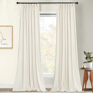 StangH Soft Ivory White Velvet Curtains 84 inches Long, Pinch Pleat Elegant Light Dimming Nursery Bedroom Drapes Temperature Balance Energy Panels for Study Office, W42 x L84, 2 Panels