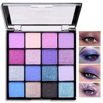 16 Colors Purple Shimmer Eyeshadow Palette,Matte Metallic Waterproof Eye Shadow Palette,Highly Pigmented Sparkly Eye Shadow Pallet Shiny Purple Glitter Brown Eyeshadow Makeup Powder Palette