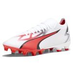 PUMA Men's Ultra Match Fg Soccer Shoes, Puma White/Puma Black/Fire Orchid, 13