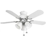 Fantasia Capri Ceiling Fan 36in St Steel/White With Light