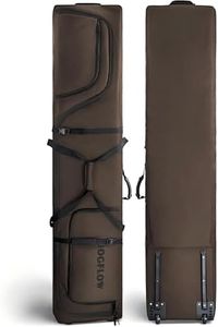 jogflow Ski Bag 360° Fully Padded Ski Bag with Wheels, 1200D Waterproof Fabric, 10mm Pearl Cotton Padded, Fits Single Ski/Double Skis/2 Sets Skis, Roller Ski Bag for Air Travel-Fit Up to 190cm Skis
