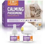 Cat Pheromones Calming Diffuser, Cat Calming Diffuser, Cat Pheromones Calming Diffuser Kit for Cat Anxiety Relief (1 Diffuser + 2 Refills)