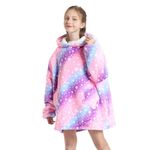 QPPIE Blanket Hoodie Kids Comfy Oodie Wearable Blanket Sherpa Warm Cozy Oversized Blanket Hooded Sweater for Boys Girls Teens Color-Stars One Size Fits All