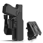 Universal OWB Paddle Belt Molle Holster Fits Glock 17 19 19X 45/S&W M&P Compact/9MM/H&K USP/Springfield XD/Sig P320 Full Size Pistols, 360° Auto-Angle Adjusting Cant, RH