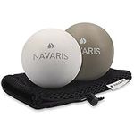 Navaris Lacrosse Massage Balls Set - Deep Tissue Muscle Massage for Back Legs Neck Foot Roller Trigger Points Firm Spheres - Pack of 2