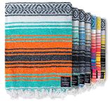 Benevolence LA Authentic Mexican Blanket, Yoga Blanket, Handwoven Mexican Blankets and Throws, Perfect as Serape Blanket, Outdoor Blanket, Picnic Blanket, Camping Blanket, 45x70 inches - Mandarin