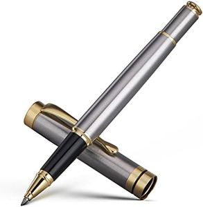 BEILUNER Ballpoint Pens, Stunning Silver Chrome Metal Pen with Golden Trim, Best Ball Pen Gift Set for Men & Women, Professional, Executive, Office, Nice Pens-Gift Box with 0.5mm Extra Black Refill