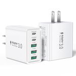 USB C Charger Block 50W Type C Fast Charging Blocks Multiport USB Wall Charger Plug Power Adapter Outlet Phone Accessories 5Port for iPhone 15 14 13 12 11 Pro Max XS, iPad, Tablet (2-Pack-White)