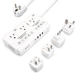 220v to 110v Travel Voltage Converter: International Universal Voltage Converter US to Europe Power Strip Plug Transformer - 2000W Electric Hair Dryer Step Down Outlet Converters for European UK EU