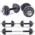 Lions 20kg Dumbbells Set Adjustable Hand Free Weights Barbell Bar Biceps Triceps Home Gym, Adjustable Weightlifting Fitness Bodybuilding Workout Training