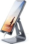 Lamicall Adjustable Cell Phone Stand, Desk Phone Holder, Cradle, Dock, Compatible with Phone 12 Mini 11 Pro Xs Max XR X 8 7 6 Plus SE Charging, Office Accessories, All Android Smartphone - Gray