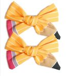 First Day of School Outfits for Girls,Back to School Supplies Stuff, Pencil Hair Clips Hair Bow Hair Accessories for Teen,Back to School Hair Clips School Bows Uniform for Student (2Pcs)