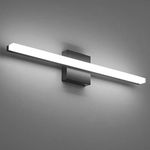 Combuh LED Bathroom Vanity Light Bar Black IP44 Over Mirror Lighting Fixture 24 Inch 14W Wall Sconce Indoor Modern Cool White 6000K