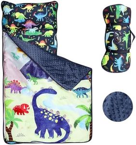 Toddler Nap Mat for Preschool, Thicken Kids Sleeping Mats with Removable Pillow and Blanket for Boys Girls, 140 x 60 cm Extra Large Daycare Nap Mat(Dinosaur)