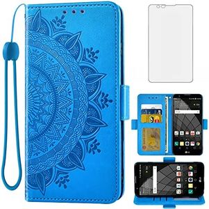 Asuwish Compatible with LG Stylo 2 2+/Stylus 2 Plus/Stylo2 V 2V Verizon Wallet Case and Screen Protector Card Holder Flip Accessories Wrist Strap Stand Cell Phone Cover for G LS775 VS835 Women Blue